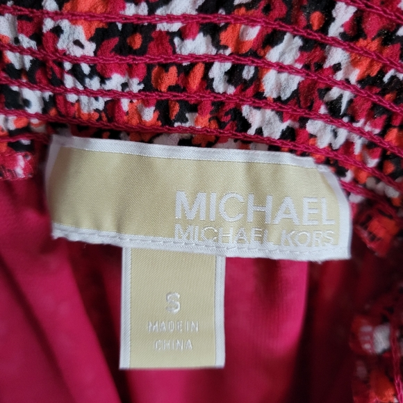 MICHAEL KORS MK red floral summer fall cute dress small ruffle - Picture 3 of 3
